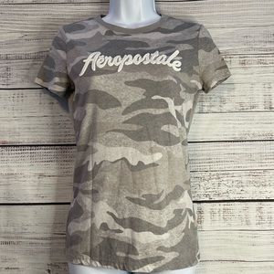 AEROPOSTALE Classic Crew Gray Camo Tshirt | Medium